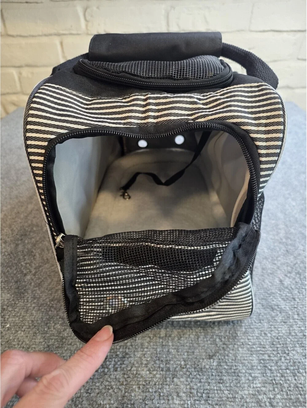 PetAmi Dog Purse Carrier Small Dog Cat Travel Bag Stripe Black NWT Airline App